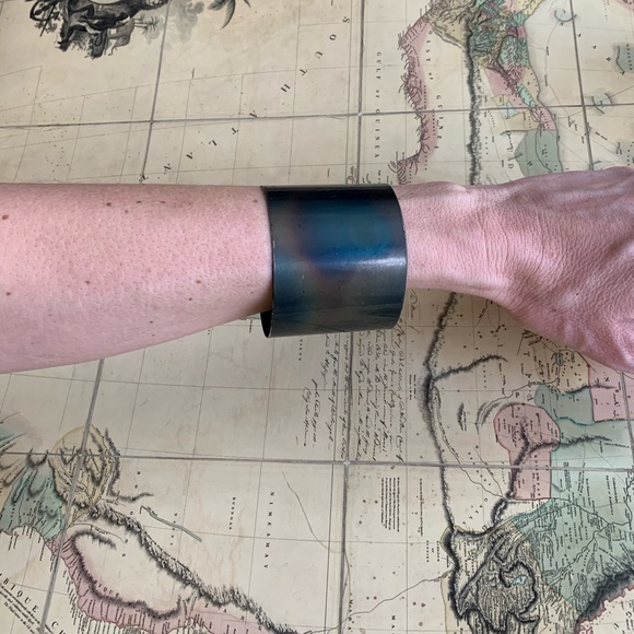 Handmade Upcycled Patina Steel Cuff Bracelet - Picture 3 of 3